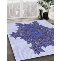 Patterned Slate Blue Rug, pat3701blu