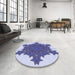 Round Patterned Slate Blue Rug in a Office, pat3701blu