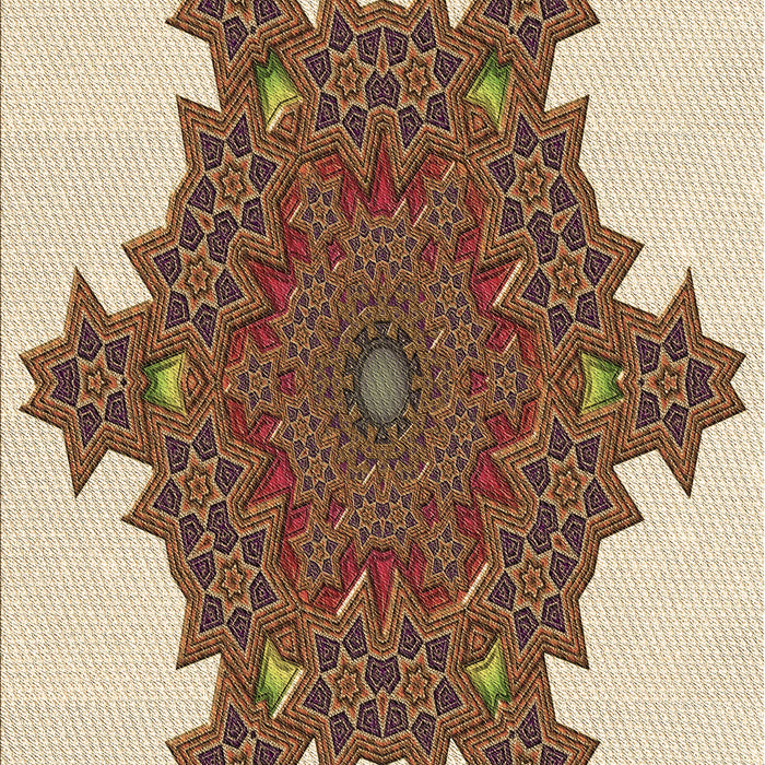 Patterned Khaki Gold Rug, pat3701brn