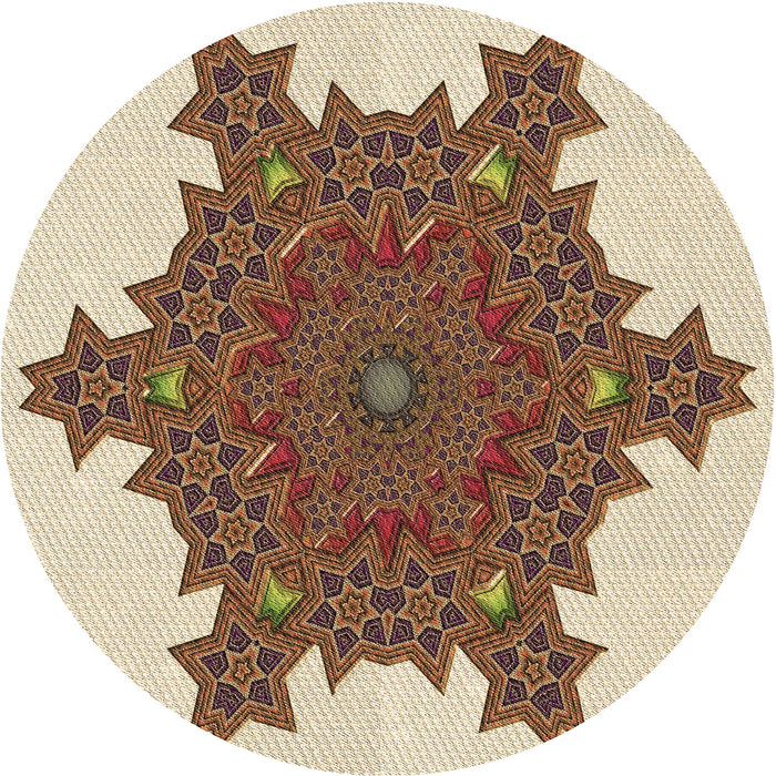 Square Patterned Khaki Gold Rug, pat3701brn