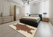 Patterned Khaki Gold Rug in a Bedroom, pat3701brn