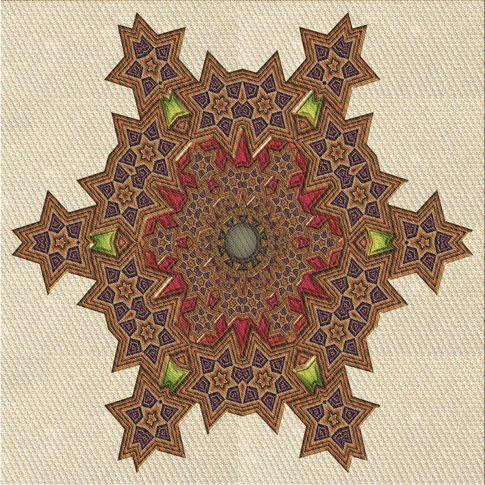 Round Patterned Khaki Gold Rug, pat3701brn