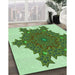 Machine Washable Transitional Light Green Rug in a Family Room, wshpat3701grn