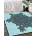 Machine Washable Transitional Green Rug in a Family Room, wshpat3701lblu