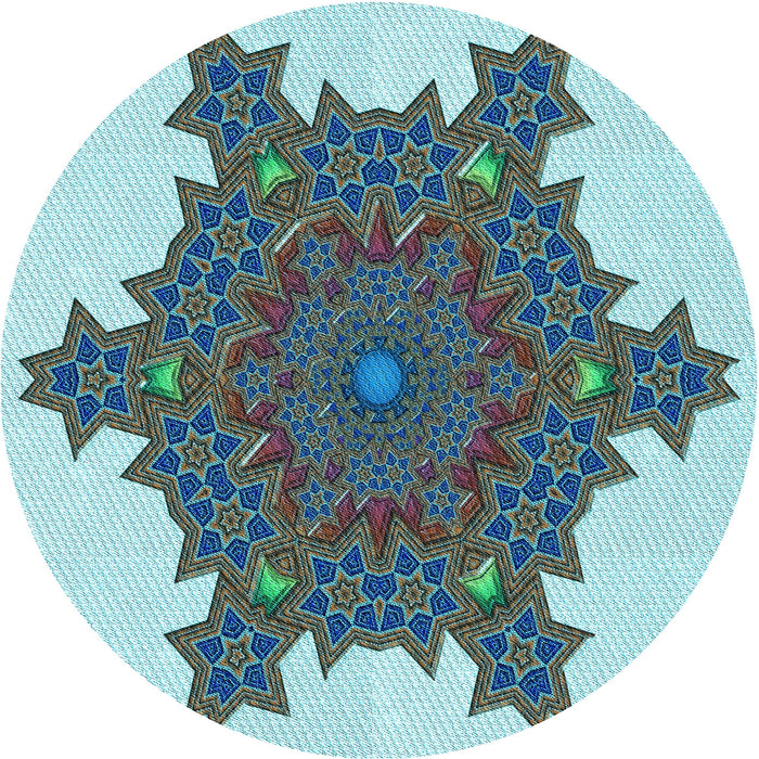 Square Patterned Green Rug, pat3701lblu