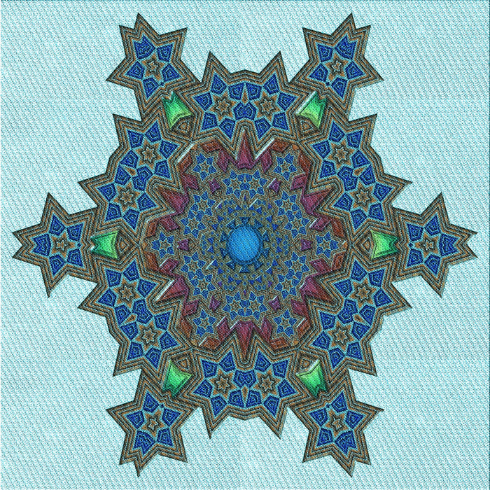 Round Patterned Green Rug, pat3701lblu