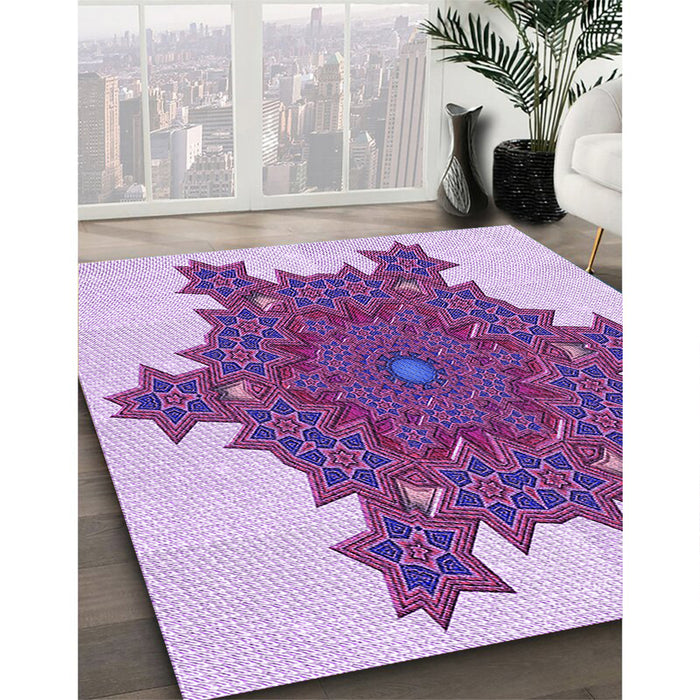 Patterned Blossom Pink Rug in Family Room, pat3701pur