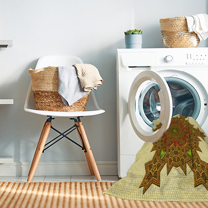 Machine Washable Transitional Dark Bisque Brown Rug in a Washing Machine, wshpat3701yw
