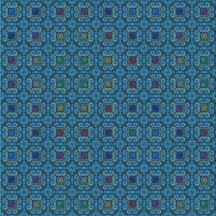 Round Patterned Dark Turquoise Green Rug, pat3702lblu