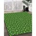 Patterned Deep Emerald Green Rug in Family Room, pat3703grn
