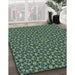 Patterned Army Green Rug in Family Room, pat3703lblu