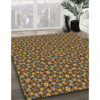 Patterned Copper Green Novelty Rug, pat3703