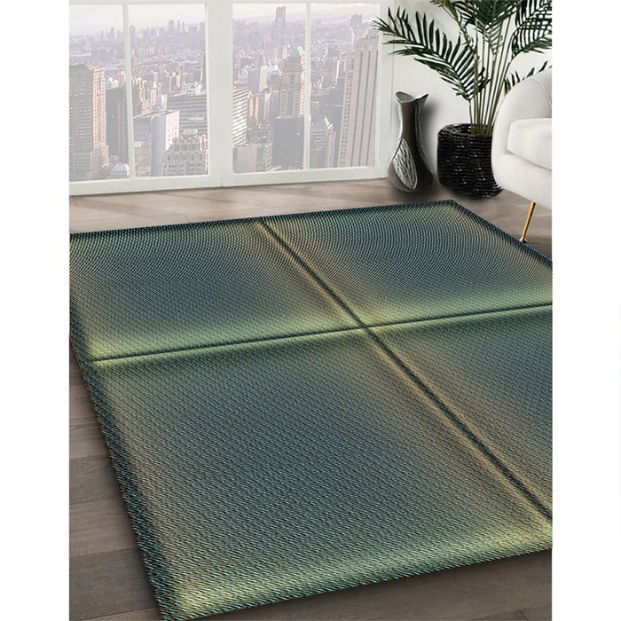 Machine Washable Transitional Dull-Sea Green Rug in a Family Room, wshpat3704lblu