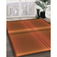 Patterned Orange Red Orange Rug, pat3704org