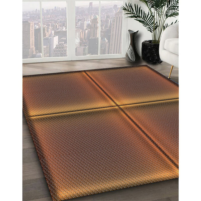 Patterned Bronze Brown Novelty Rug in Family Room, pat3704