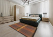 Patterned Bronze Brown Novelty Rug in a Bedroom, pat3704
