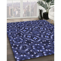 Patterned Night Blue Rug, pat3705blu