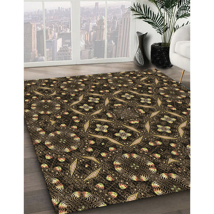 Patterned Brown Rug in Family Room, pat3705brn