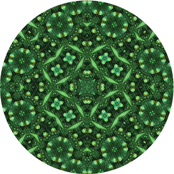 Square Patterned Dark Forest Green Rug, pat3705grn