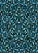 Machine Washable Transitional Deep Teal Green Rug, wshpat3705lblu