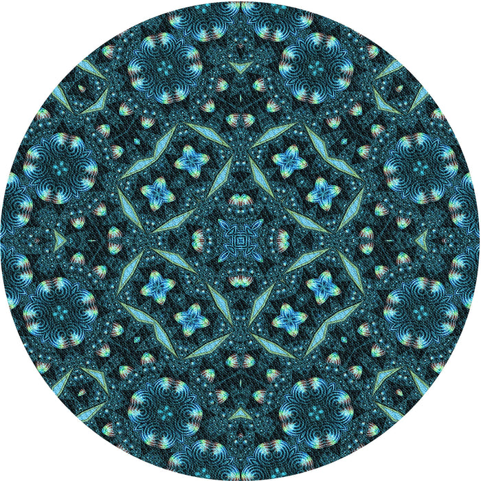 Square Patterned Deep Teal Green Rug, pat3705lblu