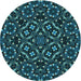 Square Patterned Deep Teal Green Rug, pat3705lblu