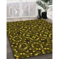 Patterned Black Brown Rug, pat3705yw