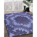 Patterned Sky Blue Rug in Family Room, pat3707blu