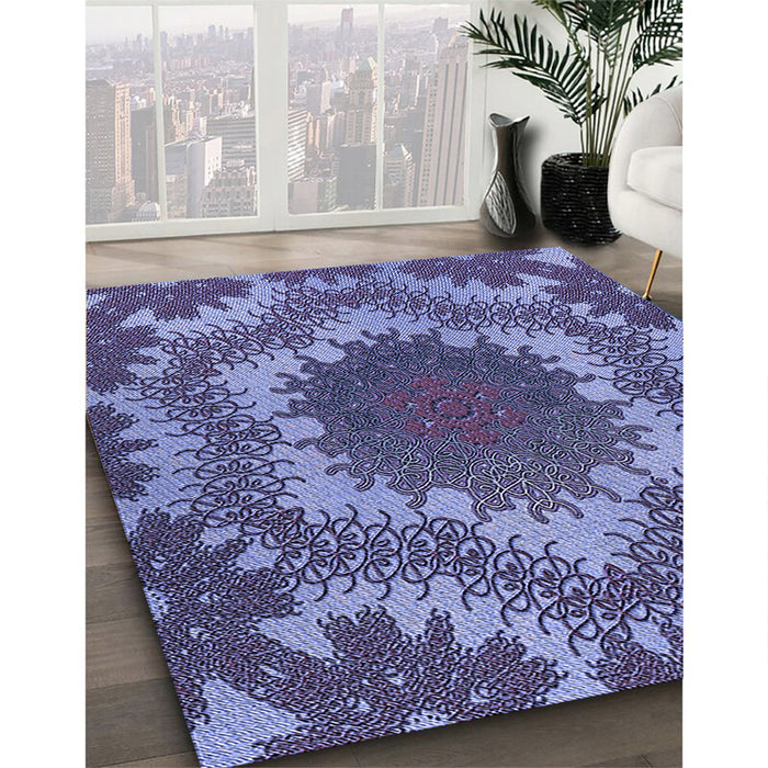 Machine Washable Transitional Sky Blue Rug in a Family Room, wshpat3707blu