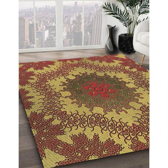 Machine Washable Transitional Orange Gold Rug in a Family Room, wshpat3707brn