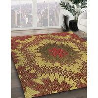 Patterned Orange Gold Rug, pat3707brn