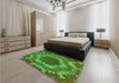 Patterned Army Green Rug in a Bedroom, pat3707grn