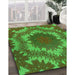 Patterned Army Green Rug in Family Room, pat3707grn