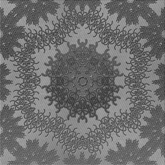 Round Patterned Gunmetal Gray Rug, pat3707gry