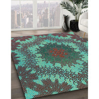 Patterned Coffee Brown Rug, pat3707lblu