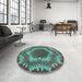 Round Patterned Coffee Brown Rug in a Office, pat3707lblu