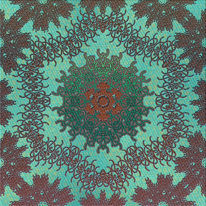 Round Machine Washable Transitional Coffee Brown Rug, wshpat3707lblu