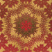 Round Patterned Tomato Red Rug, pat3707org