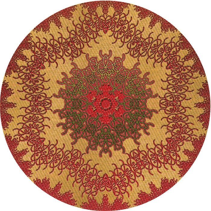Square Patterned Tomato Red Rug, pat3707org