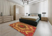 Patterned Tomato Red Rug in a Bedroom, pat3707org