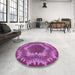 Round Patterned Medium Violet Red Pink Rug in a Office, pat3707pur