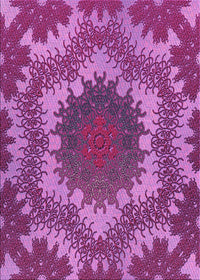 Machine Washable Transitional Medium Violet Red Pink Rug, wshpat3707pur