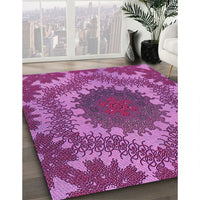 Patterned Medium Violet Red Pink Rug, pat3707pur