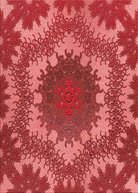 Machine Washable Transitional Red Rug, wshpat3707rd