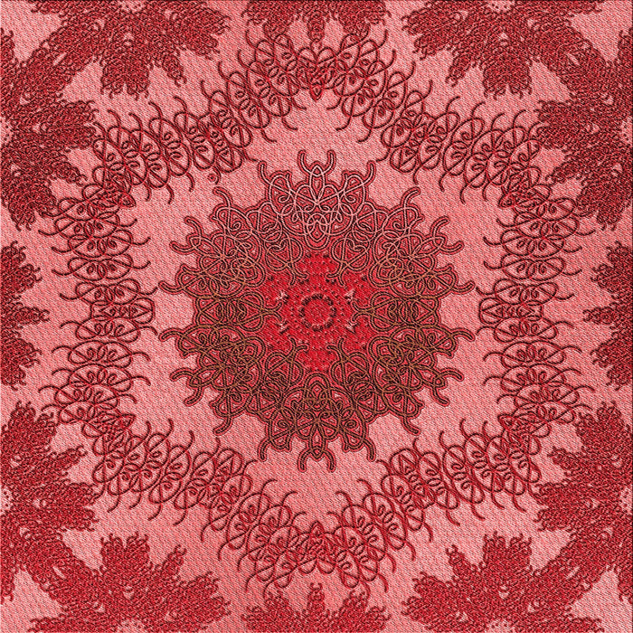 Round Patterned Red Rug, pat3707rd