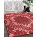 Patterned Red Rug in Family Room, pat3707rd