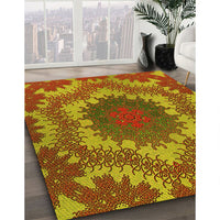 Patterned Orange Gold Rug, pat3707yw