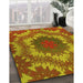 Patterned Orange Gold Rug in Family Room, pat3707yw