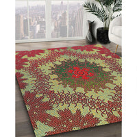 Patterned Copper Green Novelty Rug, pat3707