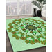 Machine Washable Transitional Light Green Rug in a Family Room, wshpat3708grn